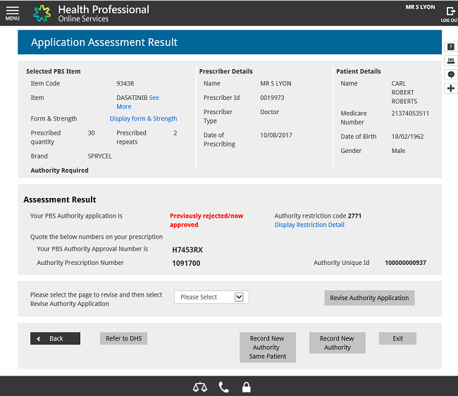HPOS Request an authority using Online PBS Authorities in HPOS