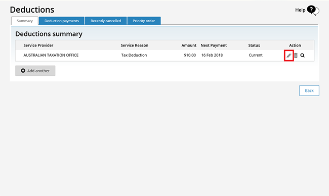 Managing tax deductions with your Centrelink online account – online help - Step 3b