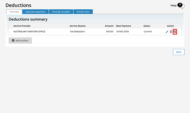 Managing tax deductions with your Centrelink online account – online help - Step 5c