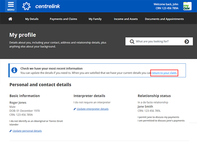 Uns007 form centrelink