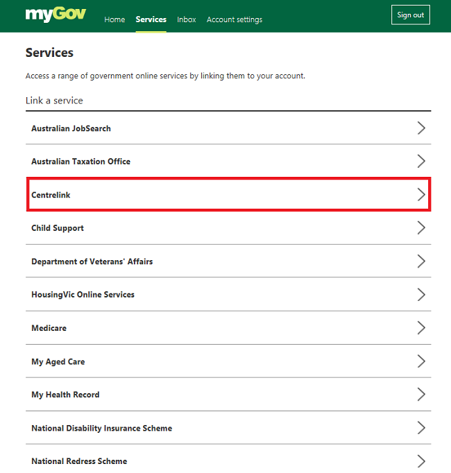 Mygov Help Link A Service Using An Existing Online Account Services