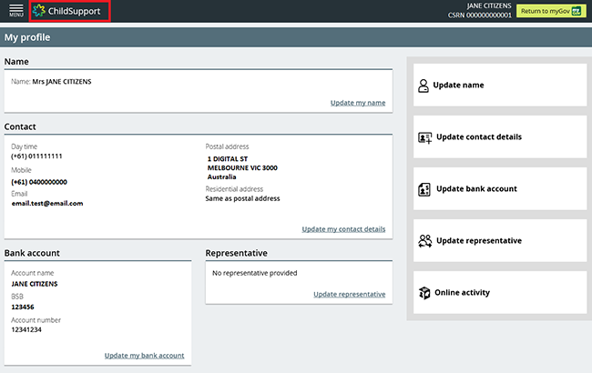 Change of name centrelink