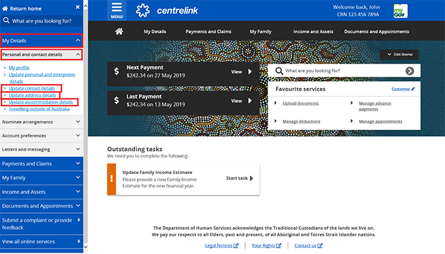 Centrelink online account