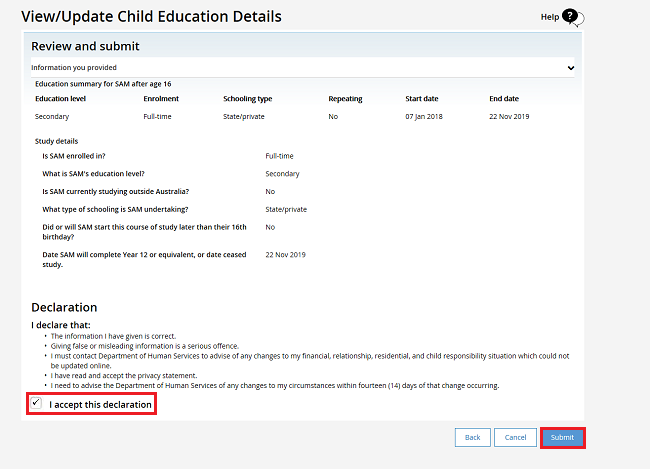 Centrelink Online Account Help Update Your Child s Education Details 