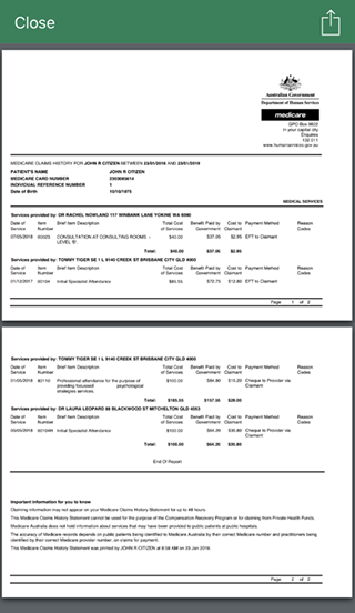 Medicare statement of benefits