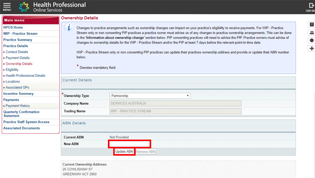 Update abn details