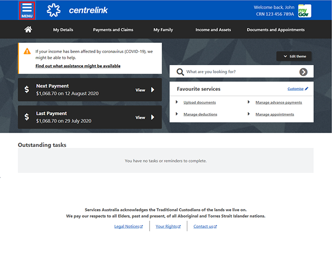 Centrelink online account help Update address, and contact details Services
