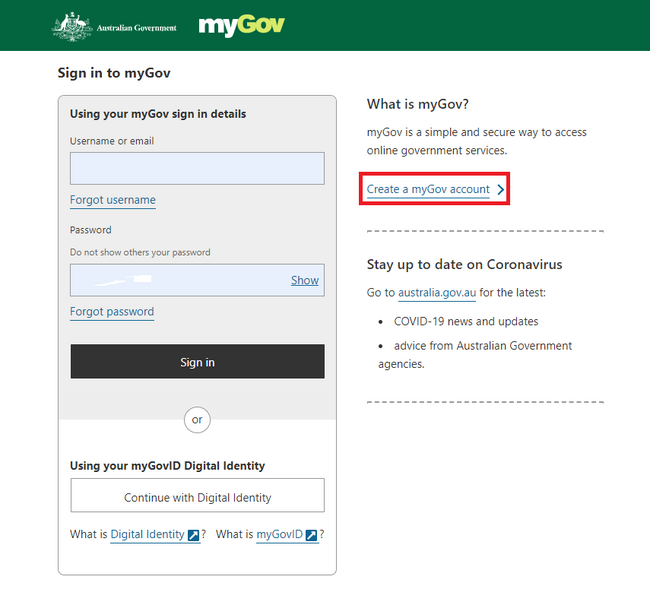 Mygov help create a mygov account services australia