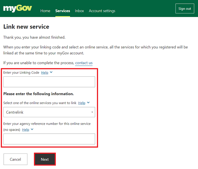 Mygov Help Link A Service Using A Linking Code Services Australia