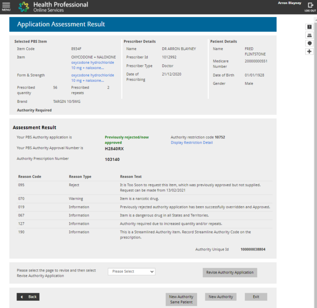 PBS for prescribers Request an authority using Online PBS Authorities