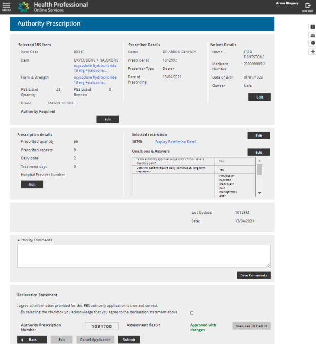 Search for an existing authority using Online PBS Authorities in HPOS