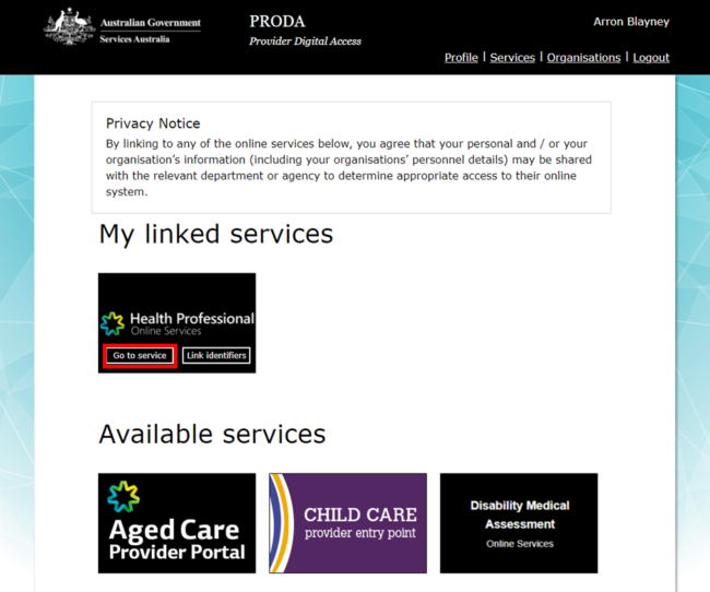 Search for an existing authority using Online PBS Authorities in HPOS
