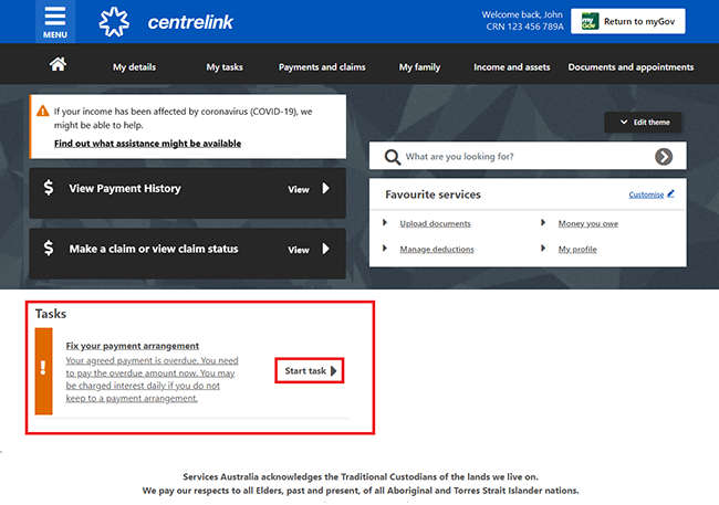 Centrelink Online Account Help Manage The Money You Owe Services Australia