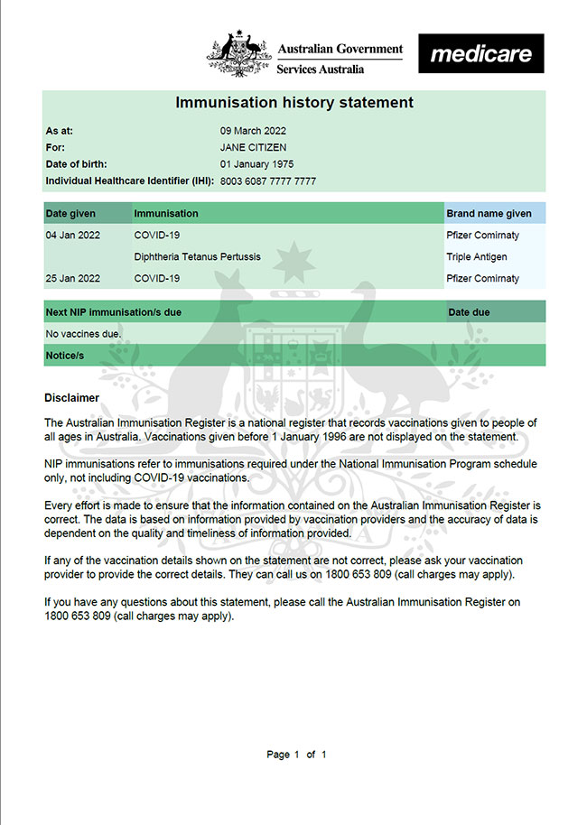 Covid-19 vaccination digital certificate