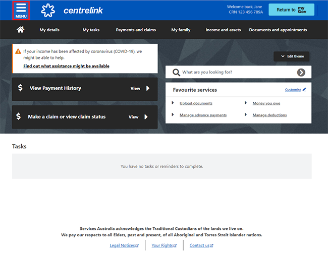 Centrelink Online Account Help Manage Your Income And Assets Details 
