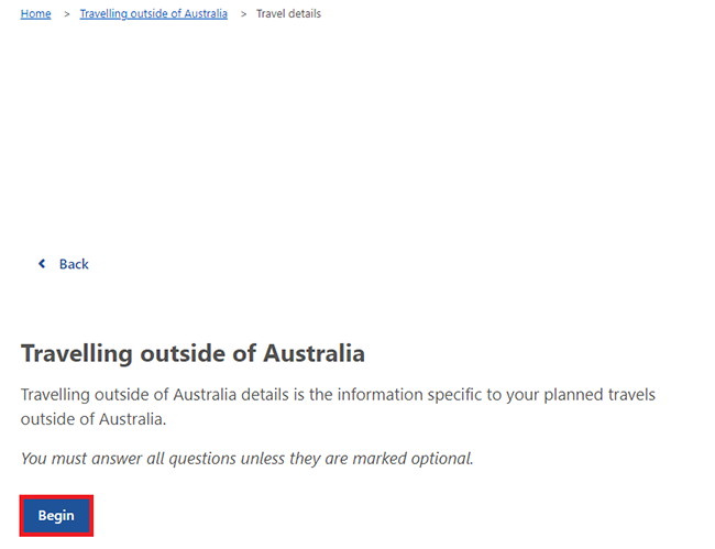 travelling outside of australia centrelink