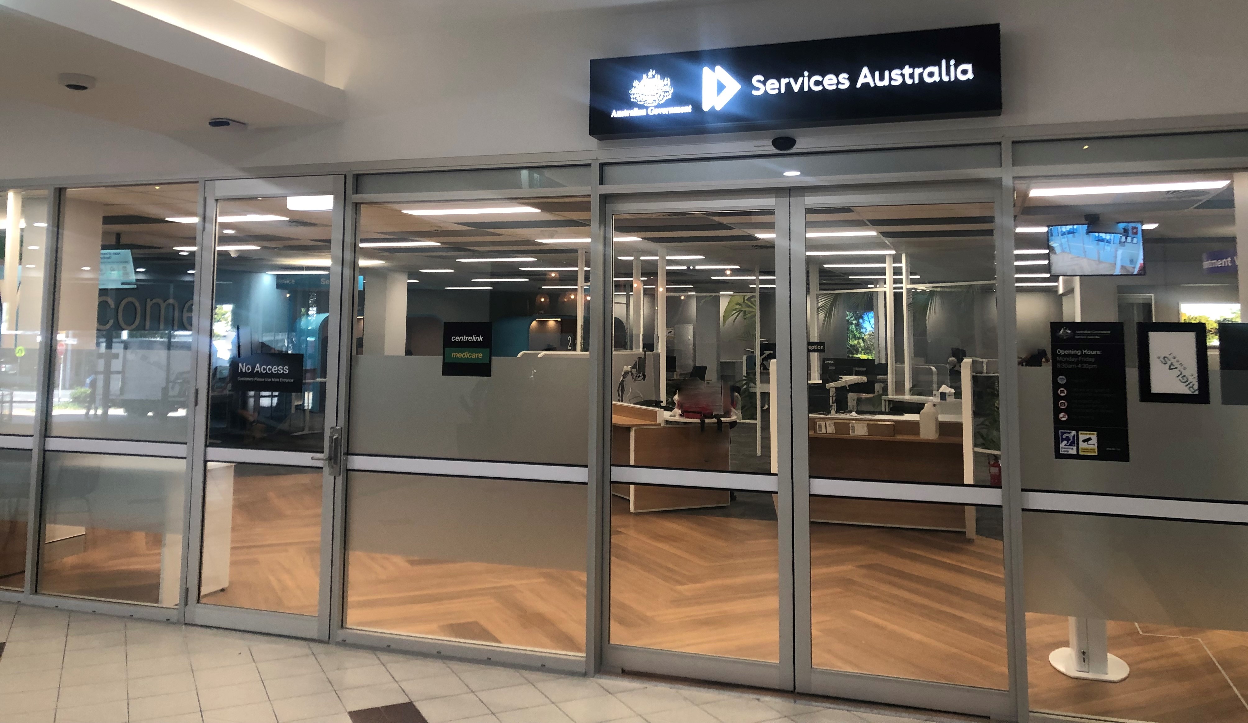 Photo of the external door of the relocated Wynnum Service Centre