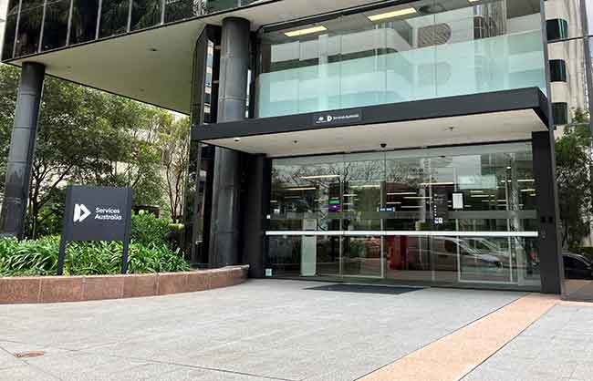 A photo of the exterior of the Chatswood service centre building.