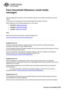 Farm Household Allowance social media messages