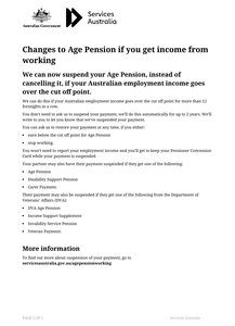 Changes to Age Pension if you get income from working
