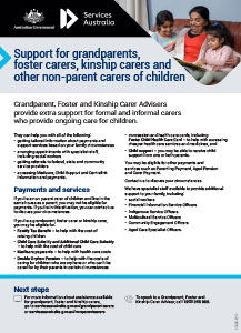 Support for grandparents, foster carers, kinship carers and other non-parent carers of children