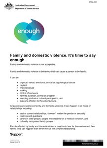 Family and domestic violence. It’s time to say enough.