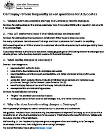Centrepay reform frequently asked questions for Advocates