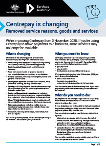 Removal of service reasons, goods and services