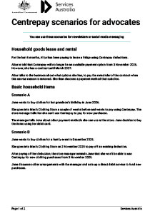 Centrepay scenarios for advocates