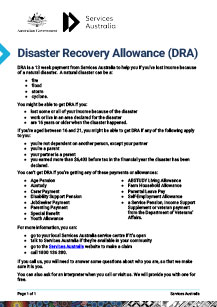 Disaster Recovery Allowance - Simple English