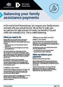 Balancing your family assistance payments