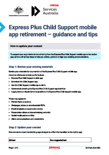 Express Plus Child Support mobile app retirement - guidance and tips