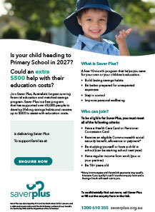 Saver Plus for Primary School aged children