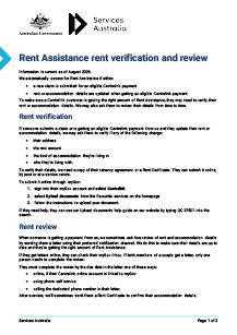 Rent Assistance rent verification and review