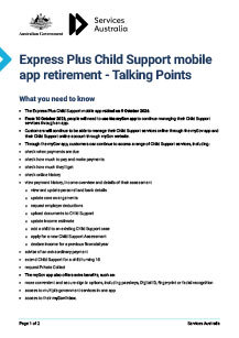 Express Plus Child Support mobile app retirement - Talking Points