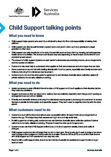 Child Suport - Talking Points